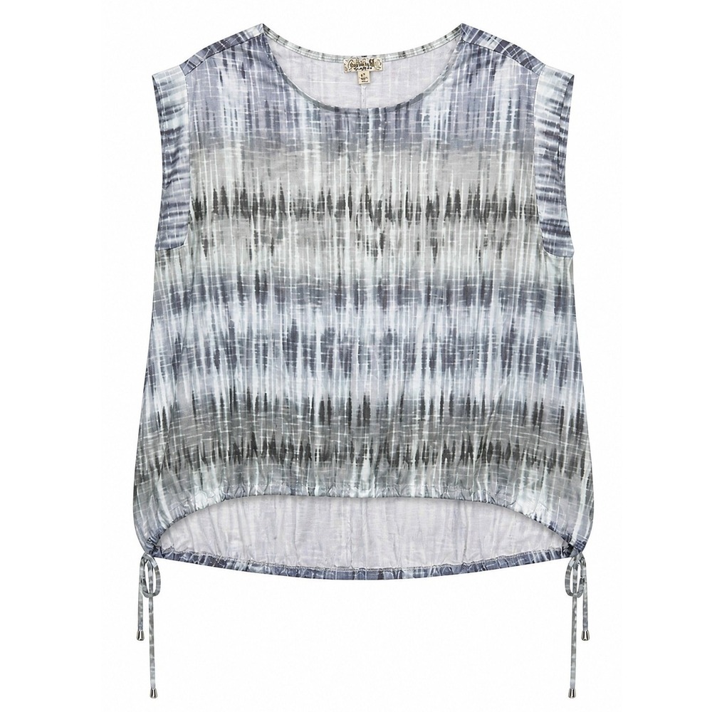 One World Sleeveless Top Womens M Tie Dye Blue High Low Relaxed Boho New